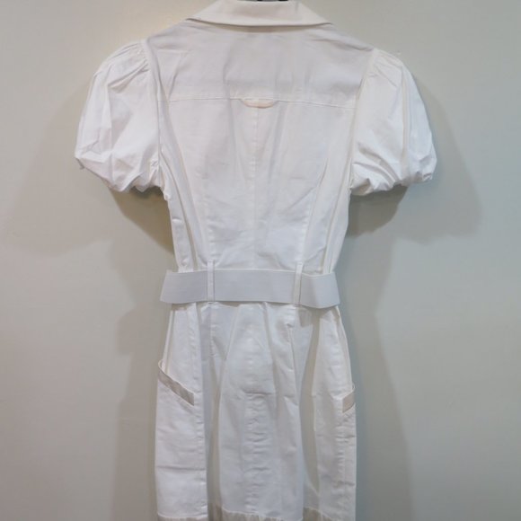 Bebe vintage puffed Solei sleeved dress! White with gold! New with tags! - Picture 2 of 5